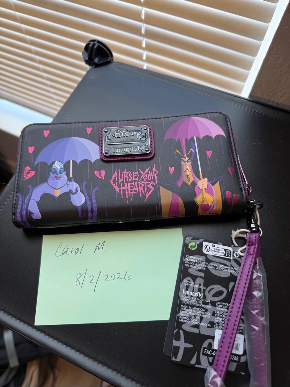 Loungefly Black Villain Wristlet Wallet with Pink, Teal & Purple Accents - Picture 2 of 2